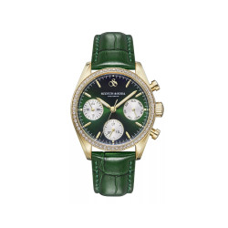 Scotch & Soda Amsterdam SSW.121D ženski sat Emerald Royale Green Sunray Multifunction Crystal BezelGold Tone Croco kožni kaiš 35mm