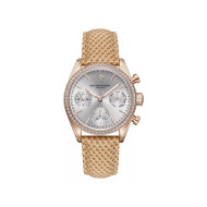 Scotch & Soda Amsterdam SSW.121E ženski sat Champagne Signature Multifunction Crystal Bezel Rose Gold Tone Silver Sunray Dial 35mm
