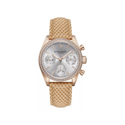Scotch & Soda Amsterdam SSW.121E ženski sat Champagne Signature Multifunction Crystal Bezel Rose Gold Tone Silver Sunray Dial 35mm