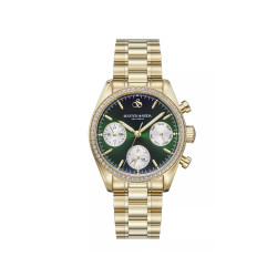 Scotch & Soda Amsterdam SSW.122C ženski sat Emerald Gold Statement Crystal Bazel Deep Green Sunray Multifunction Dial 35mm