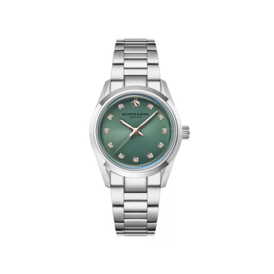 Scotch & Soda Amsterdam SSW.124C ženski sat Teal Green Crystal Hour Markers Silver Tone 34mm
