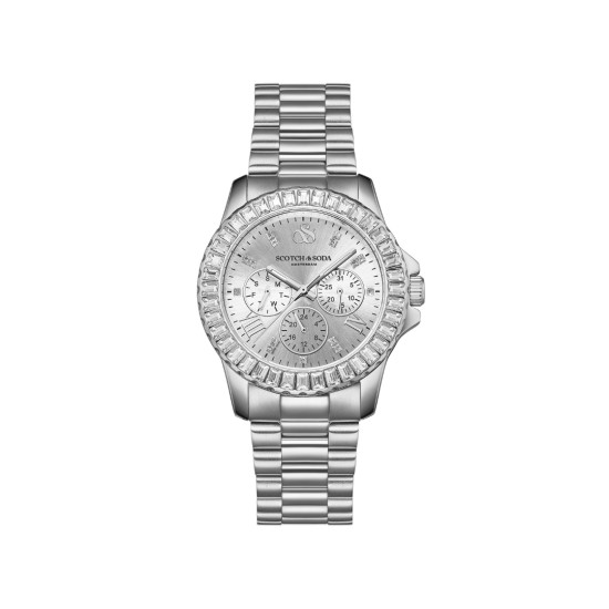 Scotch & Soda Amsterdam SSW.134A ženski sat Lady Crystal Multifunction Silver Tone Sunray Dial 38mm