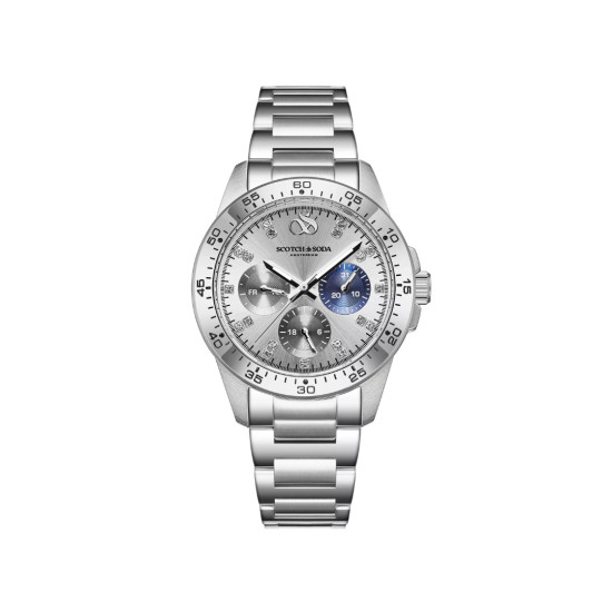 Scotch & Soda Amsterdam SSW.135A ženski sat Sport Elegance Silver Tone Blue Detail Sunray Dial 36mm 10ATM