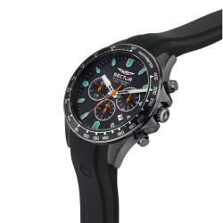 Sector R3271661033 muški sat Black Sport 43mm Chronograph Series 230 Tachymeter Orange and Blue Detail 10ATM