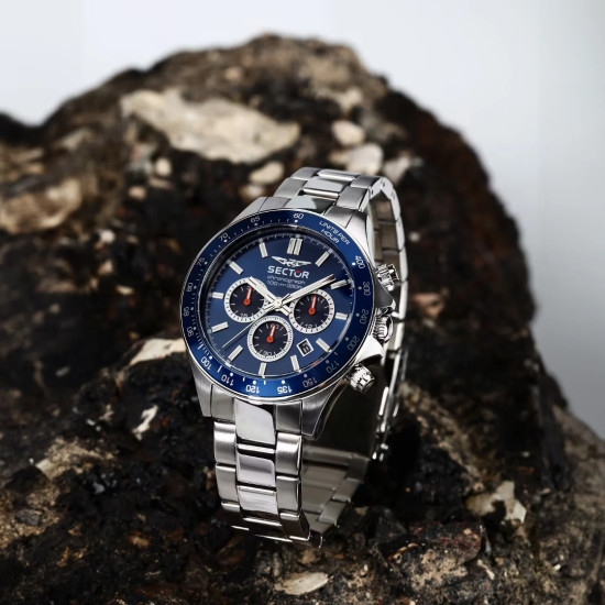 Sector R3273661037 muški sat Chronograph Collection 230 Orange Details Marine Blue Dial 43mm 10ATM Bestseller
