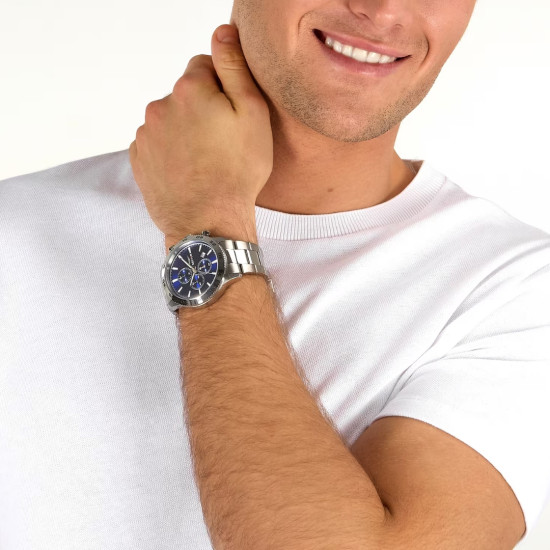Sector R3273778011 muški sat Chronograph Classic Sport Silver Stainless Steel Sunray Blue Dial 45mm