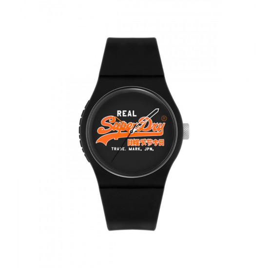 Superdry SYG280BO muški tinejdž sat Urban Slim Black silikon Orange Detail 38mm