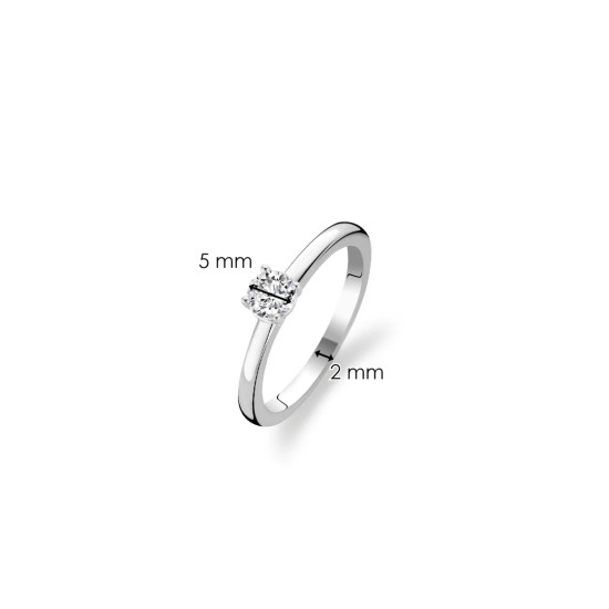 TI SENTO 12110ZI/56 prsten Classic White Zirconia 5mm Sterling Silver 925 Platinum Plated Veličina 56