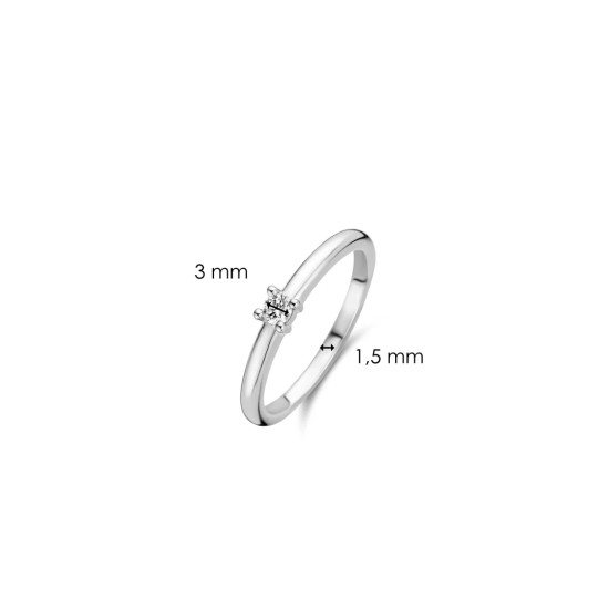 TI SENTO 12211ZI/52 prsten Classic White Zirconia 3mm Sterling Silver 925 Platinum Plated Veličina 52