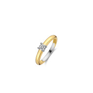 TI SENTO 12212ZY/58 prsten Classic Zirconia White Yellow Gold Plated Minimalistic 4mm Veličina 58