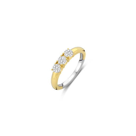 TI SENTO 12349ZY/50 Classic Triple White Zirconia Sterling Silver 925 Yellow Gold Plated Veličina 50