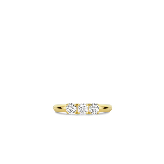 TI SENTO 12349ZY/50 Classic Triple White Zirconia Sterling Silver 925 Yellow Gold Plated Veličina 50