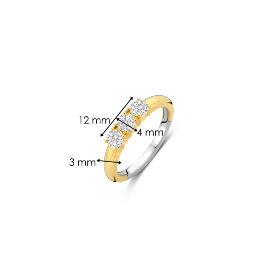 TI SENTO 12349ZY/50 Classic Triple White Zirconia Sterling Silver 925 Yellow Gold Plated Veličina 50