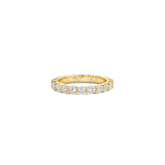TI SENTO 12372ZY/54 prsten Eternity Tennis Hand-set White Zirconia 3mm Sterling Silver 925 Yellow Gold Plated Veličina 54