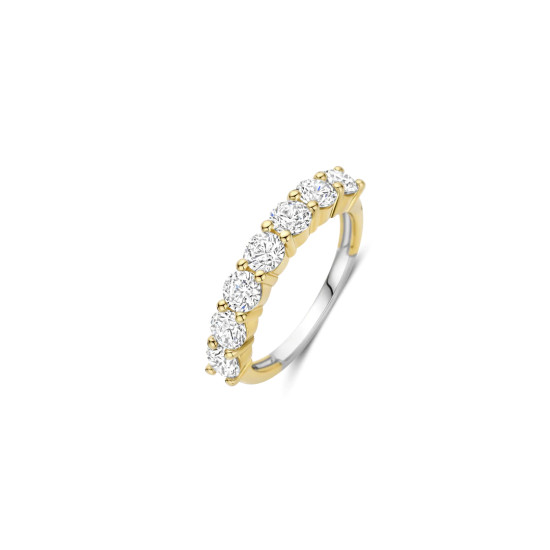 TI SENTO 12380ZY/54 prsten Eternity Tennis Hand-set White Zirconia 4mm Sterling Silver 925 Yellow Gold Plated Veličina 54