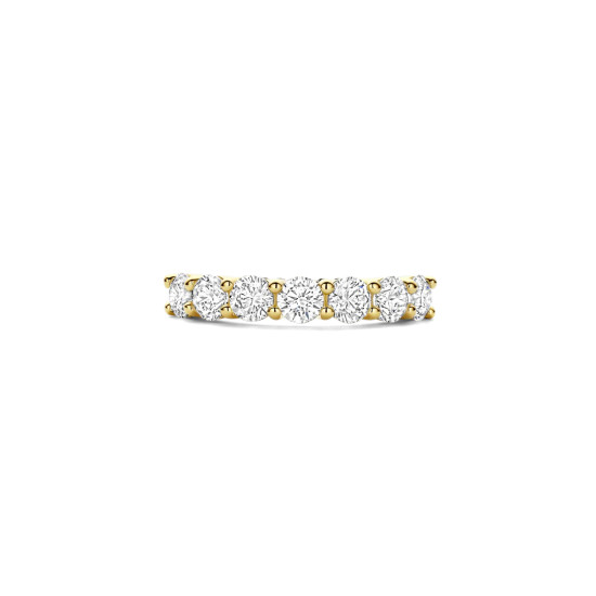 TI SENTO 12380ZY/54 prsten Eternity Tennis Hand-set White Zirconia 4mm Sterling Silver 925 Yellow Gold Plated Veličina 54