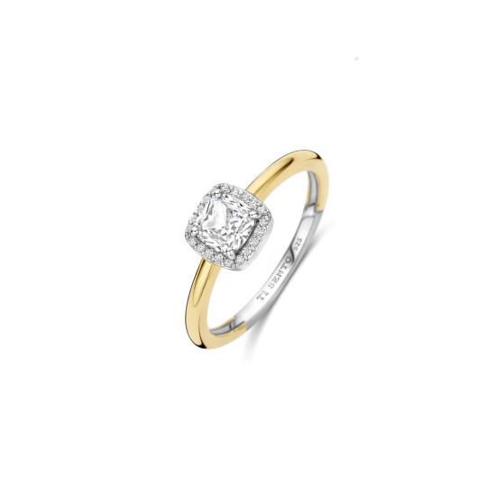 TI SENTO 12388ZY/58 prsten Classic Square White Zirconia 7mm Sterling Silver 925 Yellow Gold Plated Veličina 58