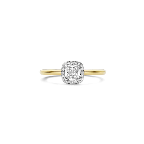 TI SENTO 12388ZY/58 prsten Classic Square White Zirconia 7mm Sterling Silver 925 Yellow Gold Plated Veličina 58