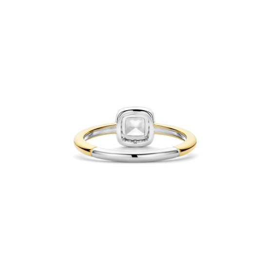 TI SENTO 12388ZY/58 prsten Classic Square White Zirconia 7mm Sterling Silver 925 Yellow Gold Plated Veličina 58