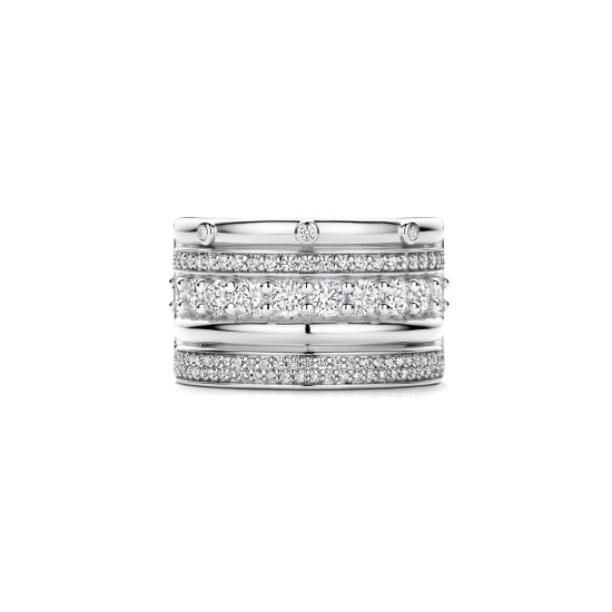 TI SENTO 12396ZI/56 prsten Classic Layered Zirconia - L model Hand-set White Zirconia Sterling Silver 925 Veličina 56