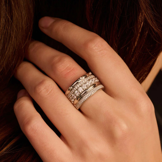 TI SENTO 12396ZI/56 prsten Classic Layered Zirconia - L model Hand-set White Zirconia Sterling Silver 925 Veličina 56
