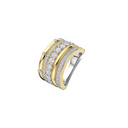 TI SENTO 12396ZY/54 prsten Classic Layered Zirconia Ring L model Sterling Silver 925 Yellow Gold Plated Veličina 54