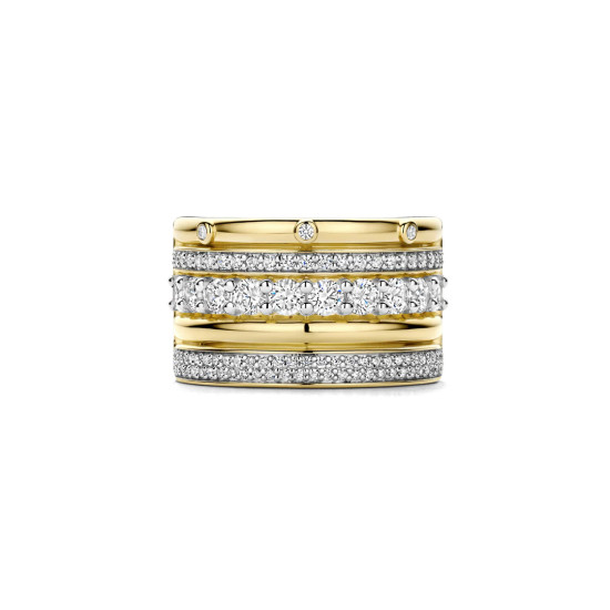 TI SENTO 12396ZY/54 prsten Classic Layered Zirconia Ring L model Sterling Silver 925 Yellow Gold Plated Veličina 54