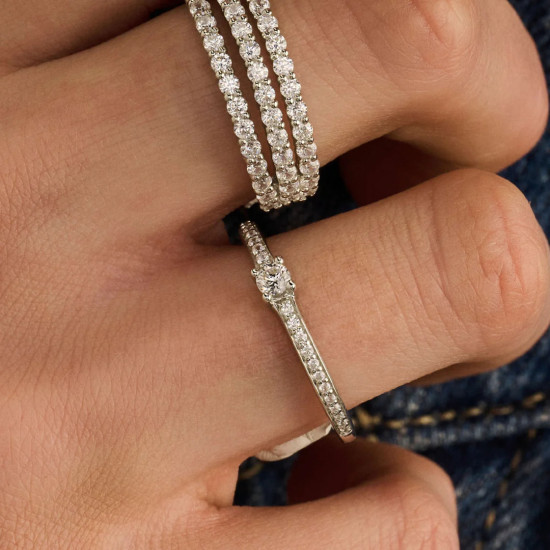 TI SENTO 12400ZI/50 prsten Classic White Zirconia 5mm Hand-set Sterling Silver 925 Platinum Plated Veličina 50