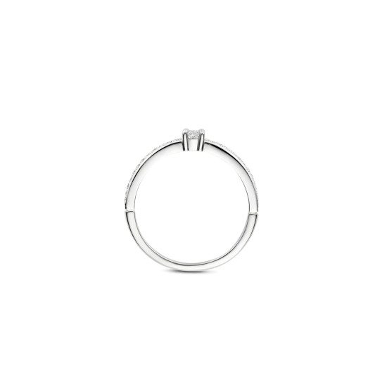 TI SENTO 12400ZI/50 prsten Classic White Zirconia 5mm Hand-set Sterling Silver 925 Platinum Plated Veličina 50