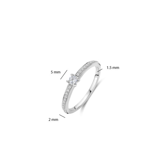 TI SENTO 12400ZI/50 prsten Classic White Zirconia 5mm Hand-set Sterling Silver 925 Platinum Plated Veličina 50