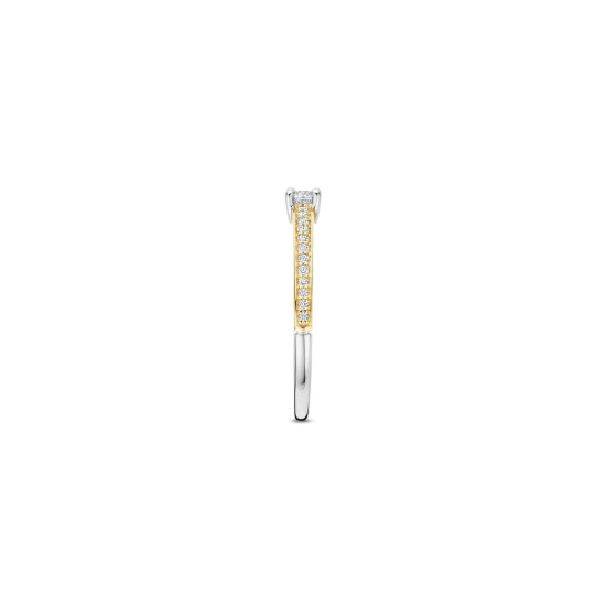 TI SENTO 12400ZY/50 prsten Classic White Zirconia 5mm Hand-set Sterling Silver 925 Yellow Gold Plated Veličina 50