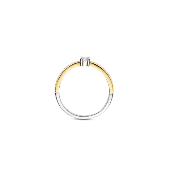 TI SENTO 12400ZY/50 prsten Classic White Zirconia 5mm Hand-set Sterling Silver 925 Yellow Gold Plated Veličina 50