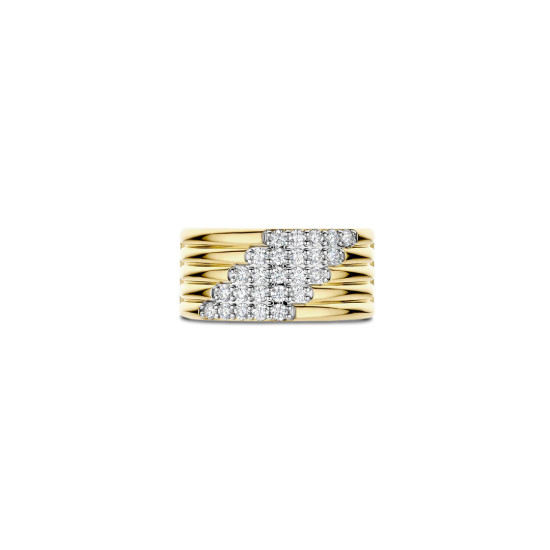 TI SENTO 12410ZY/56 prsten Stardust Zirconia Layered L model Sterling Silver 925 Yellow Gold Plated Veličina 56