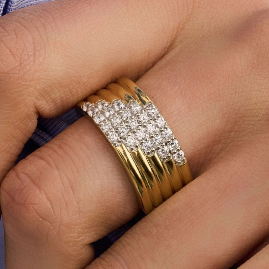 TI SENTO 12410ZY/56 prsten Stardust Zirconia Layered L model Sterling Silver 925 Yellow Gold Plated Veličina 56