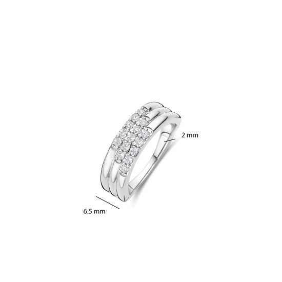TI SENTO 12411ZI/54 prsten Stardust Hand-set White Zirconia Layered M model Sterling Silver 925 Platinum Plated Veličina 54