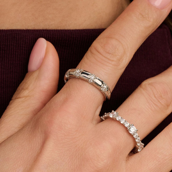 TI SENTO 12417ZI/52 prsten Vintage Zirconia White Hand-Set Sterling Silver 925 Platinum Plated Veličina 52