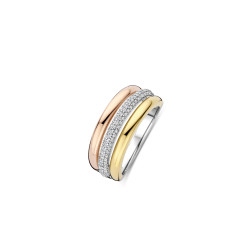 TI SENTO 12427TZ/56 prsten Tricolor Zirconia Silver Sterling Silver 925 Yellow Gold Plated Rose Gold Plated Veličina 56