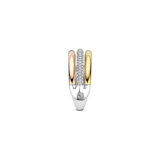 TI SENTO 12427TZ/56 prsten Tricolor Zirconia Silver Sterling Silver 925 Yellow Gold Plated Rose Gold Plated Veličina 56