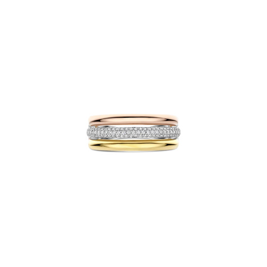 TI SENTO 12427TZ/56 prsten Tricolor Zirconia Silver Sterling Silver 925 Yellow Gold Plated Rose Gold Plated Veličina 56