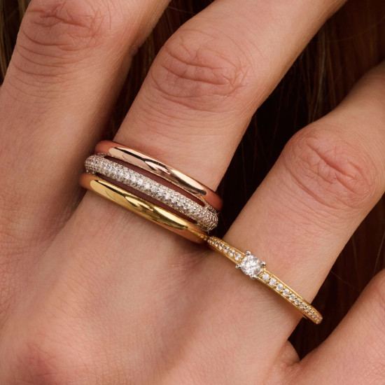TI SENTO 12427TZ/56 prsten Tricolor Zirconia Silver Sterling Silver 925 Yellow Gold Plated Rose Gold Plated Veličina 56