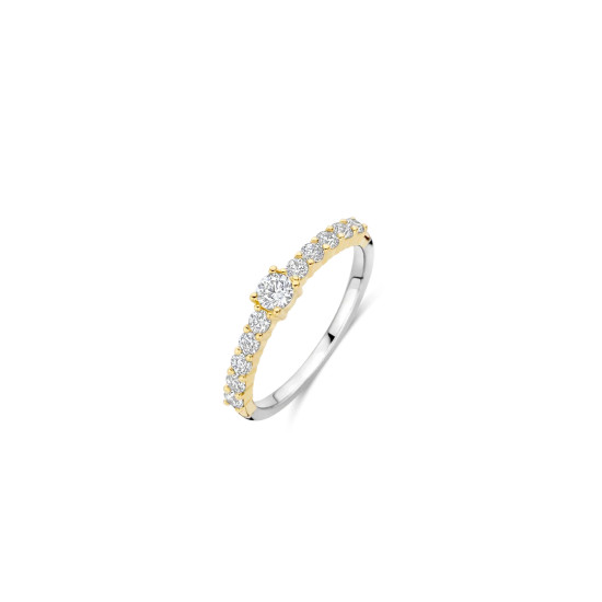 TI SENTO 12429ZY/54 prsten Tennis Ring Stone Zirconia White 925 Sterling Silver Yellow Gold Plated 2mm Veličina 54