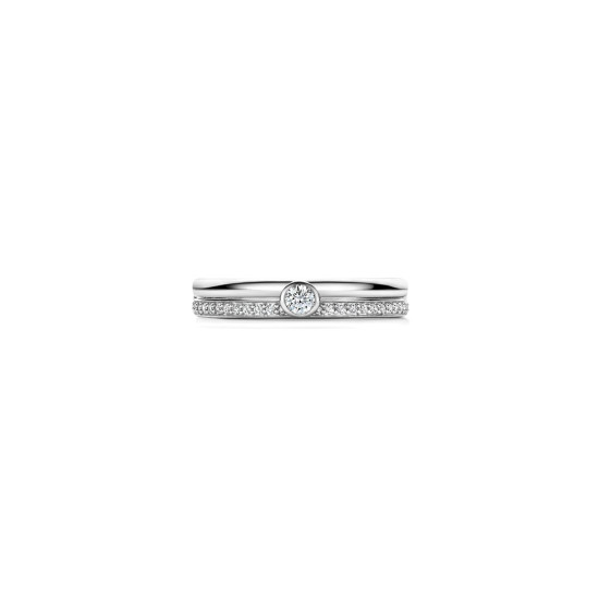 TI SENTO 12433ZI/58 prsten Classic Contrast Zirconia Premium 925 Sterling Silver Veličina 58