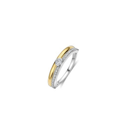 TI SENTO 12433ZY/54 prsten Classic Contrast Zirconia Premium 925 Sterling Silver Gold Plated Veličina 54