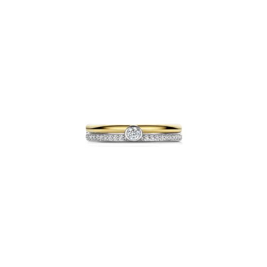 TI SENTO 12433ZY/54 prsten Classic Contrast Zirconia Premium 925 Sterling Silver Gold Plated Veličina 54