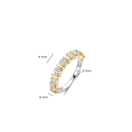 TI SENTO 12434ZY/54 prsten Contrast Tennis Classic Premium 925 Sterling Silver Gold Plated Veličina 54