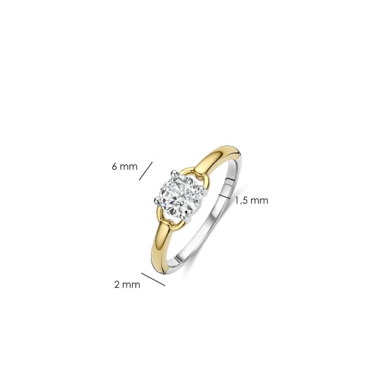 TI SENTO 12452ZY/54 prsten Classic Open Zirconia Premium 925 Sterling Silver Gold Plated Veličina 54