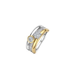TI SENTO 12459ZY/54 prsten Triple Band Round Double Zirconia Premium 925 Sterling Silver Two Tone Gold Plated Veličina 54 BESTSELLER