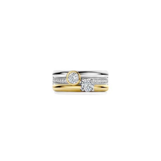 TI SENTO 12459ZY/54 prsten Triple Band Round Double Zirconia Premium 925 Sterling Silver Two Tone Gold Plated Veličina 54 BESTSELLER