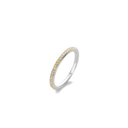 TI SENTO 1923ZY/52 prsten Thin Zirconia White Sterling Silver 925 Yellow Gold Plated Veličina 52
