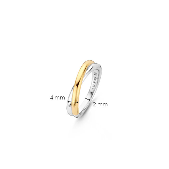 TI SENTO 1953SY/62 prsten Bicolor Crossover XS model Sterling Silver 925 Yellow Gold Plated Veličina 62